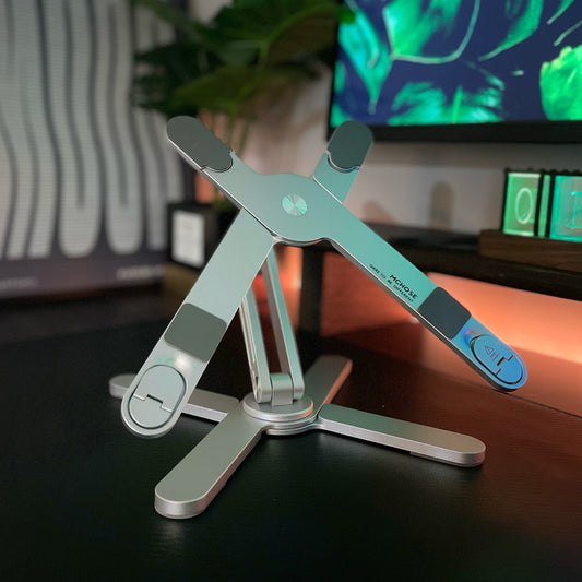 360° Rotating Aluminum Laptop Stand - Portable, Foldable, and Height-Adjustable